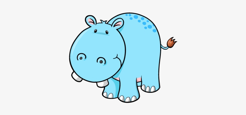 Cartoon Smiling Baby Blue Hippo - Cute Hippo Cartoon Png, transparent png #4302999