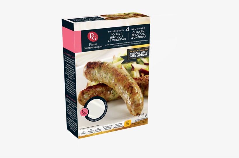 Sausages ▷ Chicken, Broccoli & Cheddar ▷ 375 G - Plaisirs Gastronomiques Saucisses, transparent png #4303393