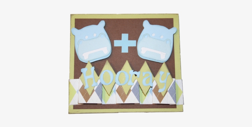 Baby Boy Hippo Card - Fondant, transparent png #4304321
