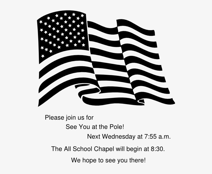 Flyer Cliparts - Black And White Waving American Flag, transparent png #4304350