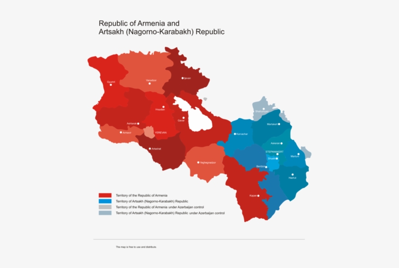 Fullsize Armenia & Karabakh Vector Map - Armenia And Artsakh Map, transparent png #4305436