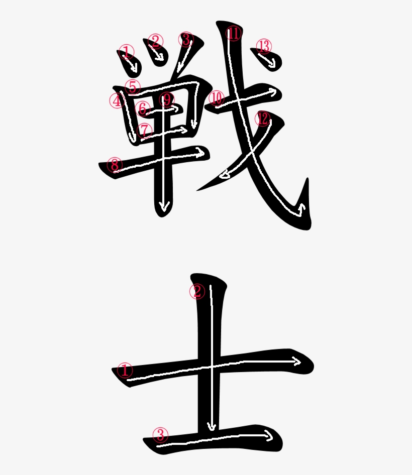 Kanji Stroke Order For 戦士 Japanese Kanji For Fighter Free Transparent Png Download Pngkey