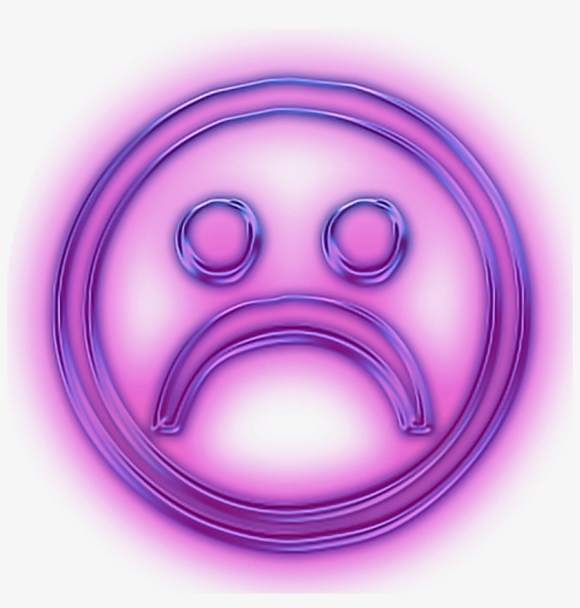 Unhappy Sad Frown Snapchat Neon Glowing Smileyface - Purple Smiley Face, transparent png #4307555