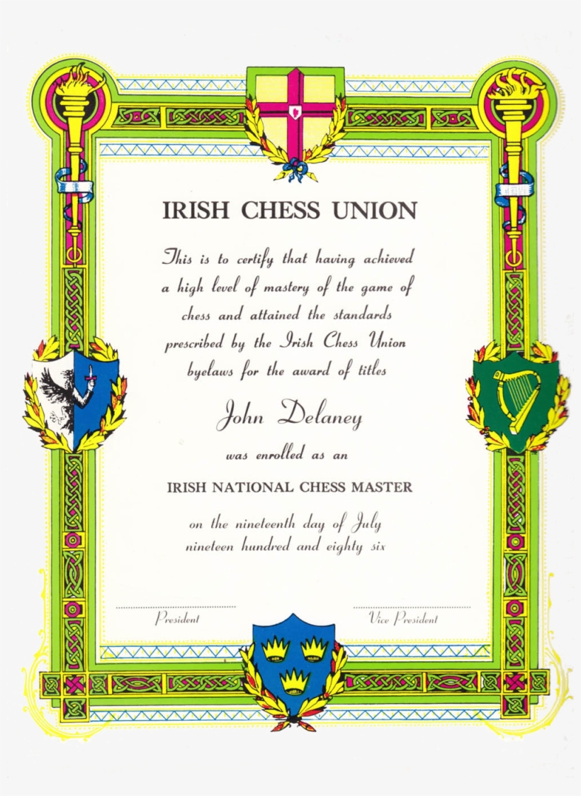 Irish National Master Certificate - Fide Title Certificate, transparent png #4308173