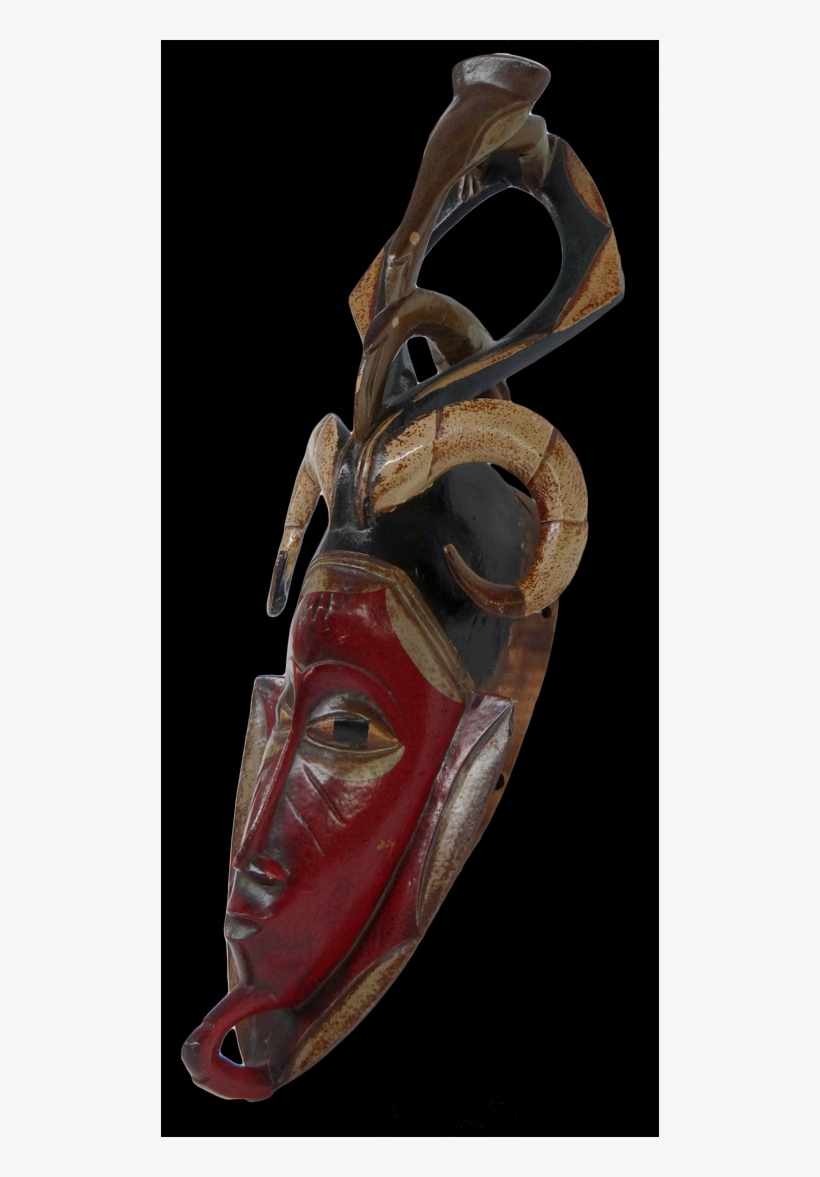 A Beautiful Red African Mask That Is Made Of Wood And - Mask, transparent png #4311685
