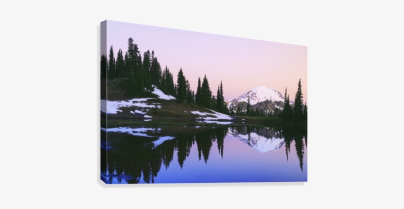 Mount Rainier Reflected In A Pond At Sunset Near Tipsoo - Sunrise Over A Small Reflecting Pond Near Tipsoo Lake, transparent png #4311814