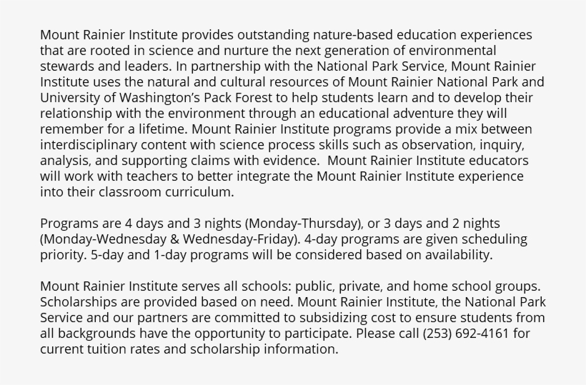 Mount Rainier Institute Provides Outstanding Nature-based - Mount Rainier National Park, transparent png #4311987