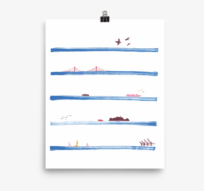 San Francisco Stripes Illustrated Print - Airplane, transparent png #4312166