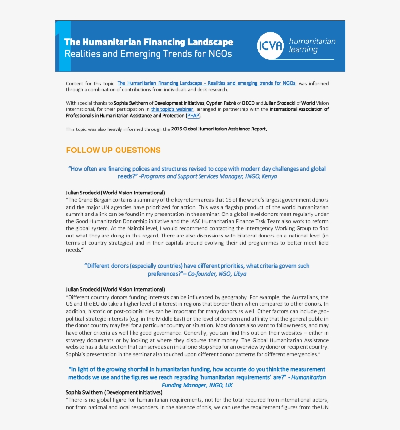 Read More About Humanitarian Financing Learning Stream - Grand Bargain Donors Agencies, transparent png #4312215