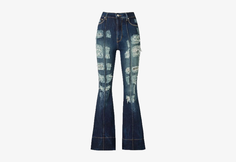 Distressed High Waist Flared Jeans - Tartan, transparent png #4317238
