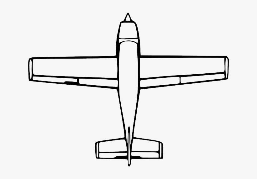 Top, View, Outline, Drawing, Cartoon, Airplane, Down - Cartoon Plane From Above, transparent png #4317480