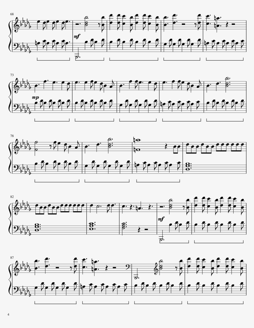 Believer Imagine Dragons Sheet Music For Piano Musescore - Imagine Dragons Believer Nuty, transparent png #4318166