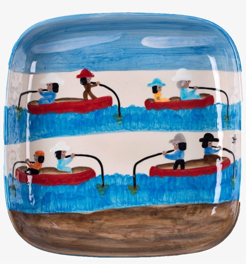 Gone Fishing Square Bowl - Clementine Hunter, transparent png #4319052