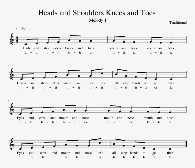 Heads And Shoulders Knees And Toes Sheet Music Composed - Sheet Music, transparent png #4320216