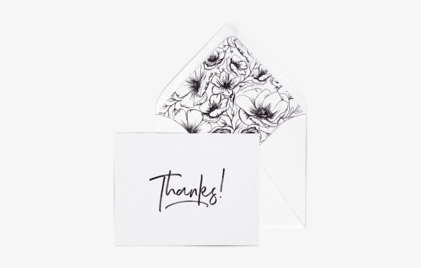 Thanks Letterpress Card Pack With Modern Flowers Envelope - Sketch, transparent png #4320524