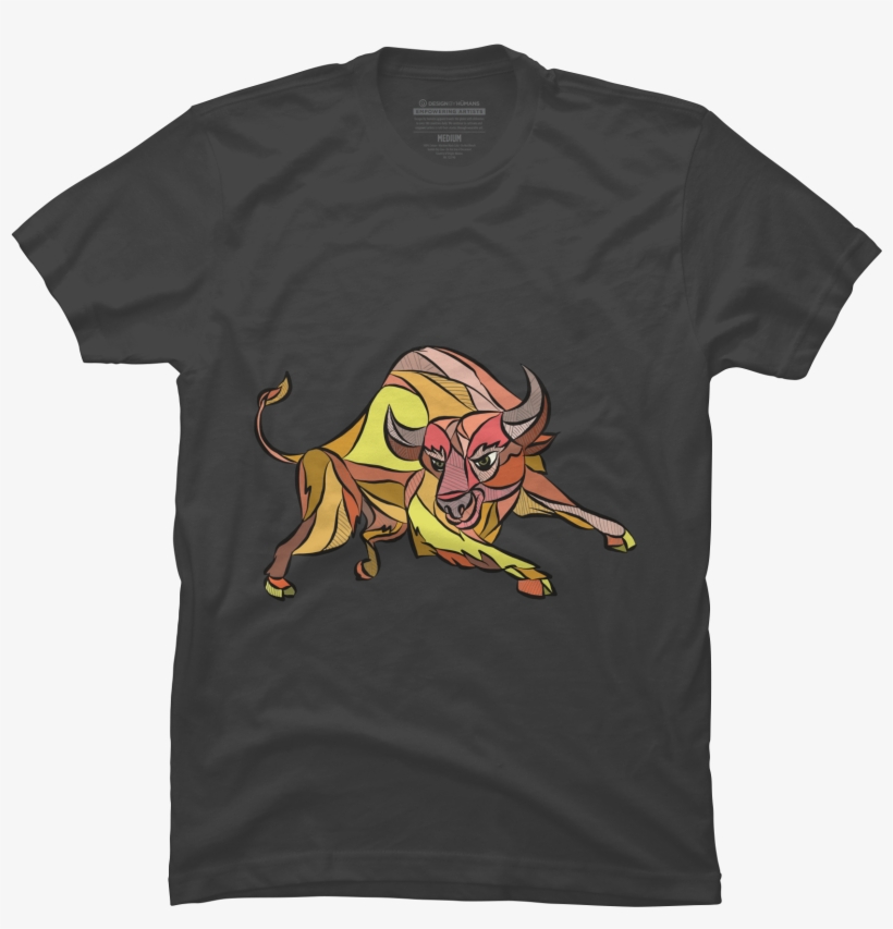 Raging Bull Charging Drawing Men's T-shirt - Prometheus School Of Running Away From Things, transparent png #4320902