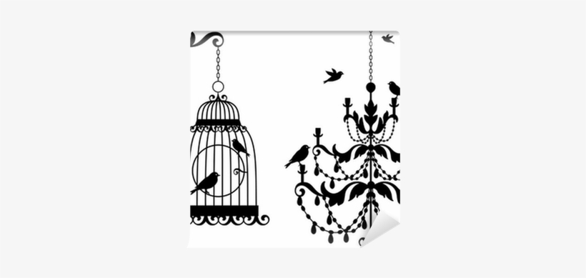 Antique Birdcage And Chandelier With Birds, Vector - Invitation Card Classic For Opening, transparent png #4321880