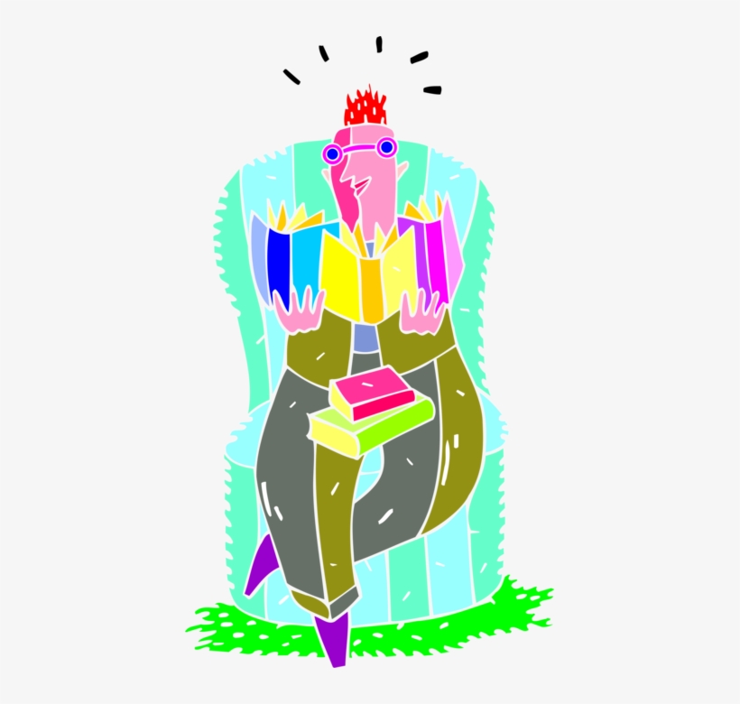 Vector Illustration Of Reading Enthusiast Book Lover - Illustration, transparent png #4322604