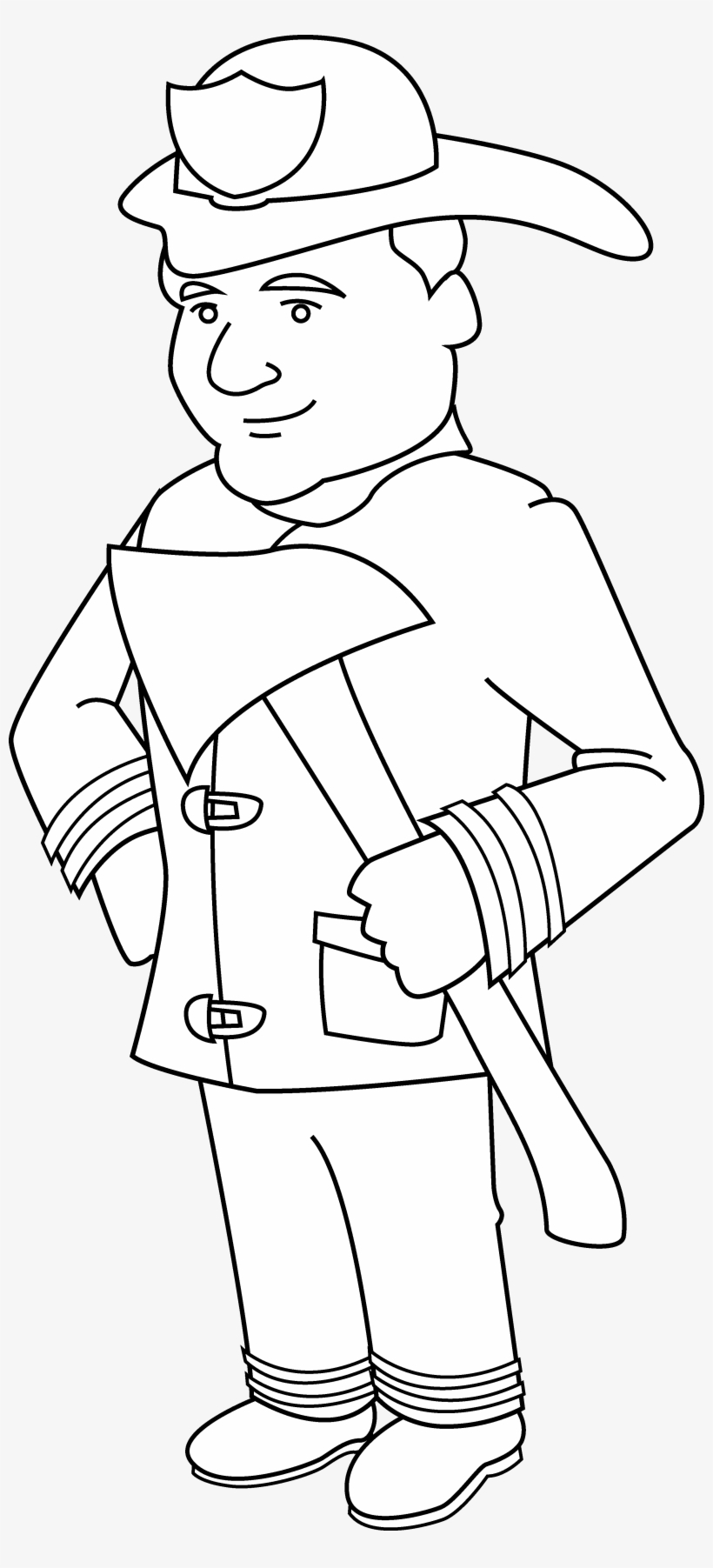 Firefighter Cliparts Black - Firefighter Black And White Transparent, transparent png #4323348