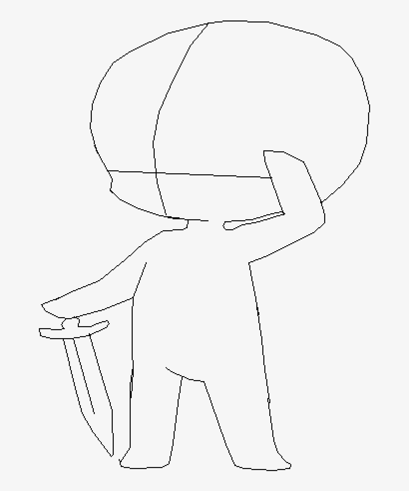 Chibi With Sword Base - Line Art, transparent png #4329681