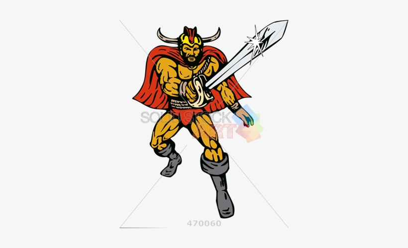 Stock Illustration Of Cartoon Drawing Of Viking Superhero - Cartoon Viking Superhero, transparent png #4329750