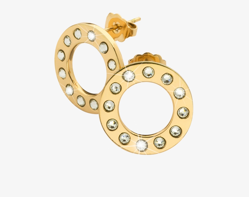 Nikki Lissoni Circle Sparkle Gold Plated Stud Earrings - Nikki Lissoni Gold-plated Earrings Of 16mm With Swarovski, transparent png #4330109