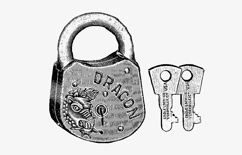 These Are Two, Antique Lock And Key Sets That Have - Vintage Lock Illustration, transparent png #4330553