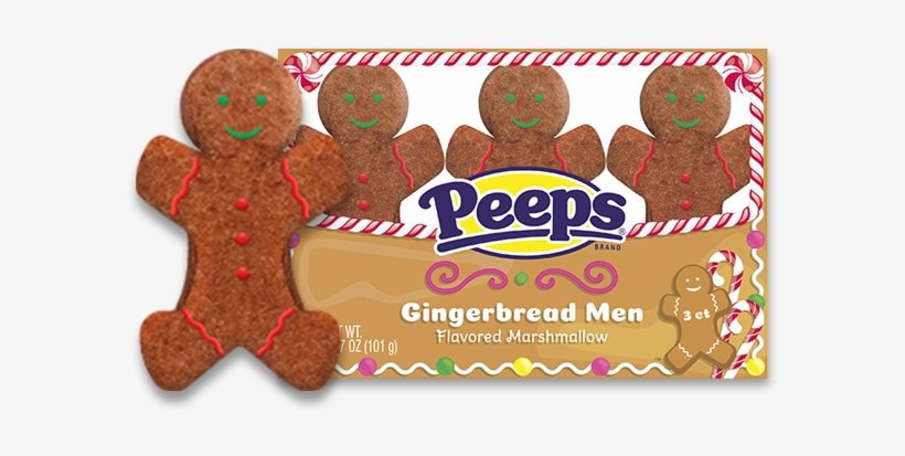 Giant Gingerbread Men - Peeps Marshmallow Snowmen - 3 Snowmen, 1.125 Oz, transparent png #4334928