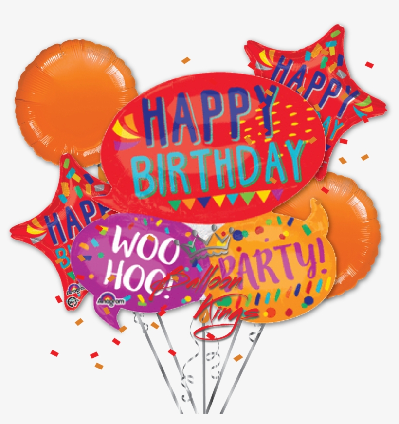 Happy Birthday Bubbles Bouquet - Jumbo Happy Words Balloon - Mylar Balloons Foil, transparent png #4336055