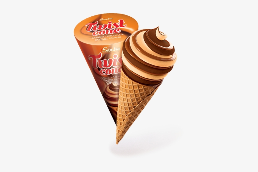 Select Ice Cream Or Sorbet - Twist Cone Sandra Inghetata Caramel Chocolate, transparent png #4338419