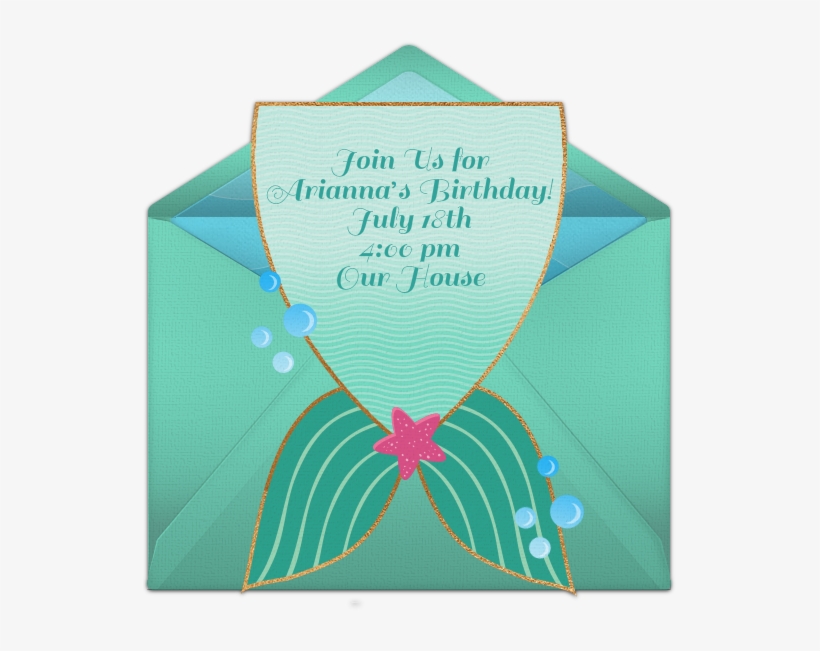 Mermaid Tail Online Invitation - Greeting Card, transparent png #4338758