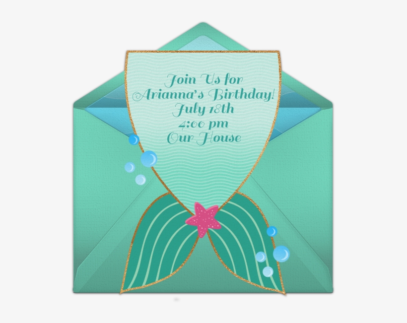 Mermaid Tail Online Invitation - Greeting Card, transparent png #4338758