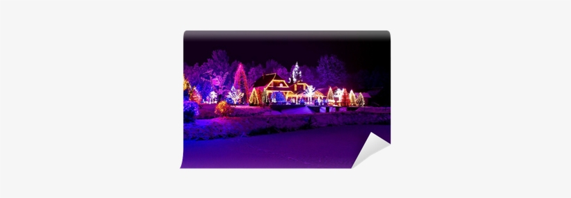 Park, Forest & Lodge In Xmas Lights Wall Mural - Christmas Fantasy - Park, Forest Picture Ornament, transparent png #4338909