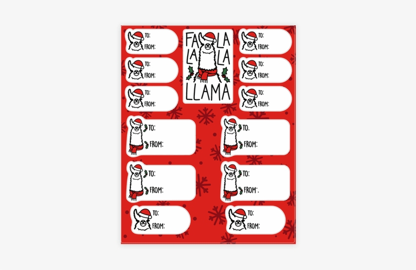 Falalala Llama Gift Tag - Gift Tag Stickers, transparent png #4342699