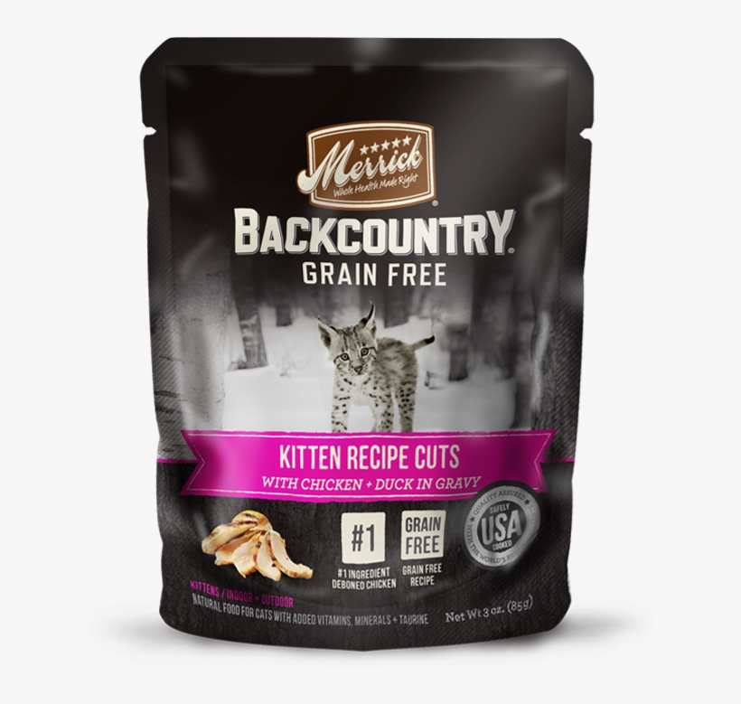 Backcountry Grain Free Kitten Recipe Cuts - Merrick Backcountry Cat Food Pouches, transparent png #4343454