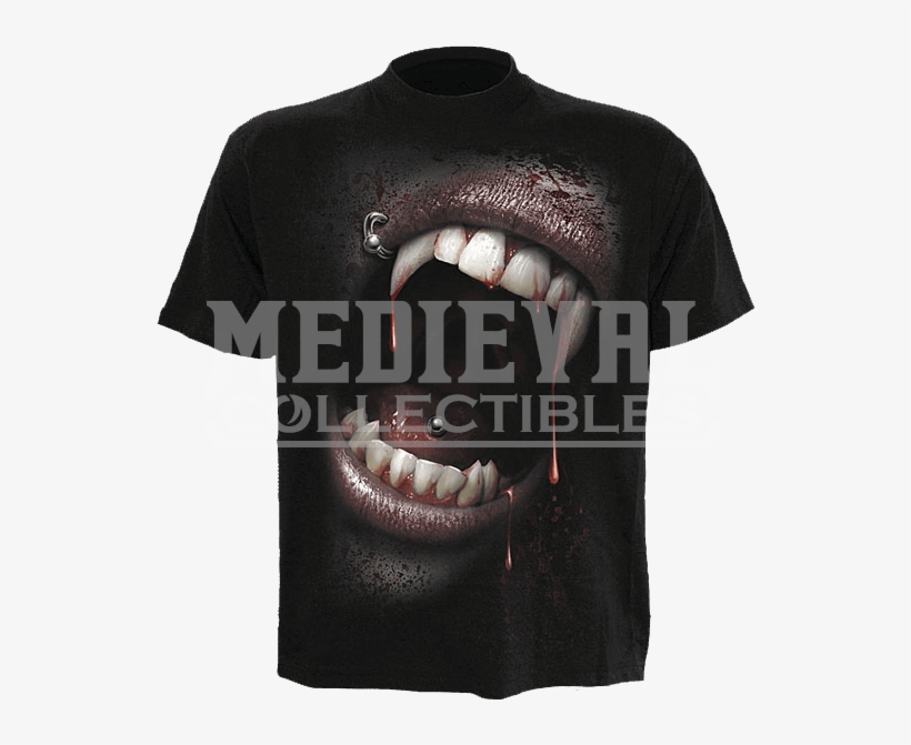 Punk Gothic Clothing Spiral Fangs Cap Sleeve Top, transparent png #4344499