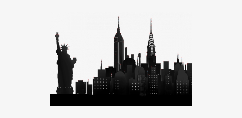 New York City Png Skyline New York Night - Nyc(blk) Mousepad, transparent png #4346898