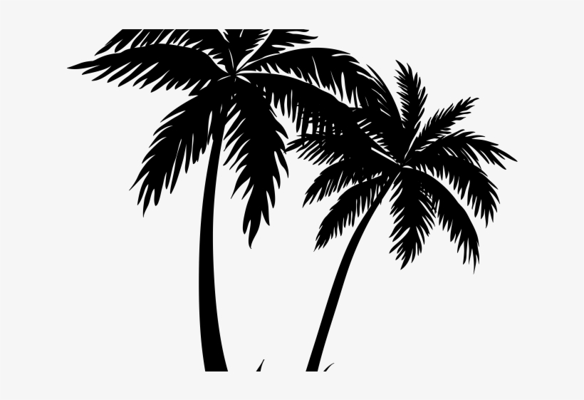 Palm Tree Clipart Transparent Png - Drawing Silhouette Of Palm Tree, transparent png #4347749