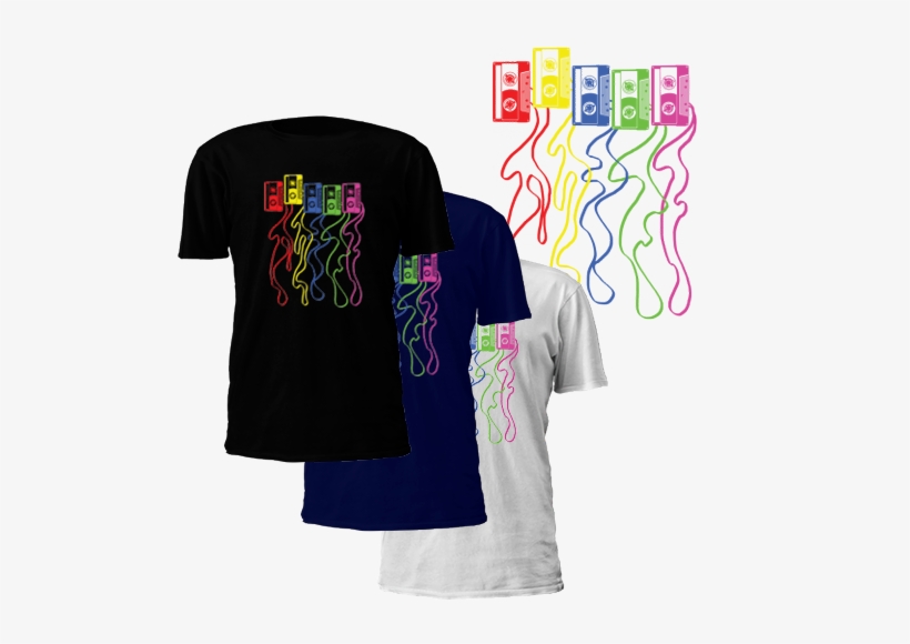 Neon Cassette Tapes T-shirt - Purple Suit Green Shirt, transparent png #4347827