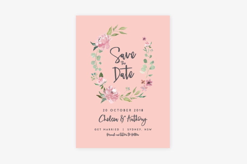 Peony Frame Save The Date Blush - Save The Date Frame, transparent png #4351125