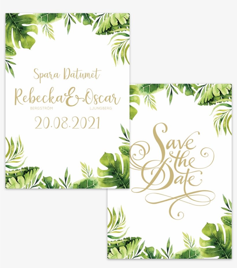 Save The Date Kort Till Bröllop Med Vackra Frodiga - Wedding, transparent png #4351202