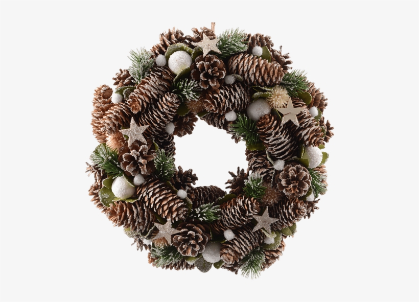 13" Pine Cone Wreath • $26 - Kaemingk 33cm Pinecone Wreath With Snow Balls - 622265, transparent png #4352191