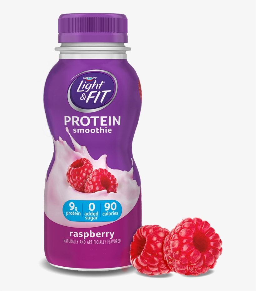 Raspberry Protein Smoothie - Light & Fit Yogurt Drink, Nonfat, Strawberry -, transparent png #4353937