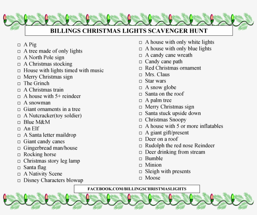 2016 Billings Christmas Light Savenger Hunt - Billings, transparent png #4354049