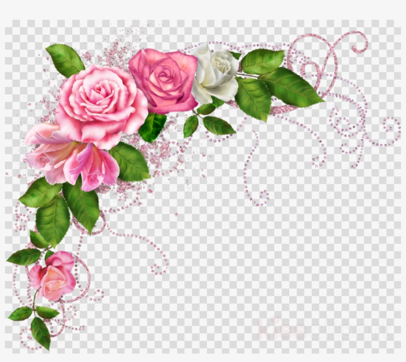 Download Rustic Flowers Png Clipart Garden Roses Borders - Sterling Silver Amethyst W Cz Accents Ring, transparent png #4354112