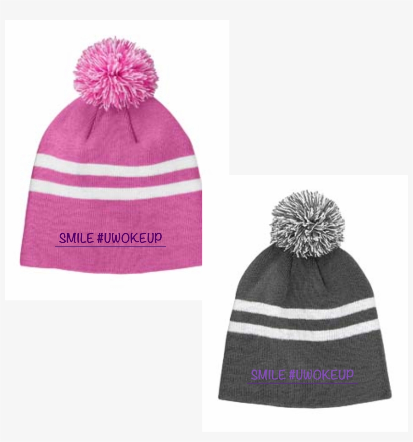 Smile You Woke Up Knit Beanie - Los Pollos Hermanos Tt122 Team 365 Striped Pom Beanie, transparent png #4355745
