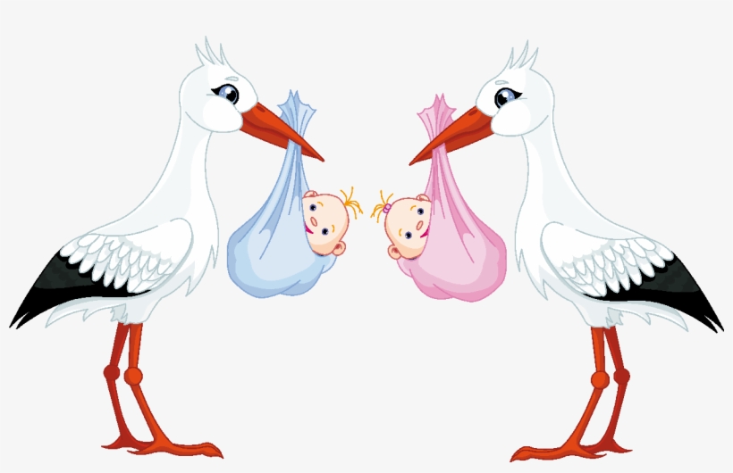 Cigueña Para Baby Shower Png - Boy And Girl Twins Clipart, transparent png #4356796
