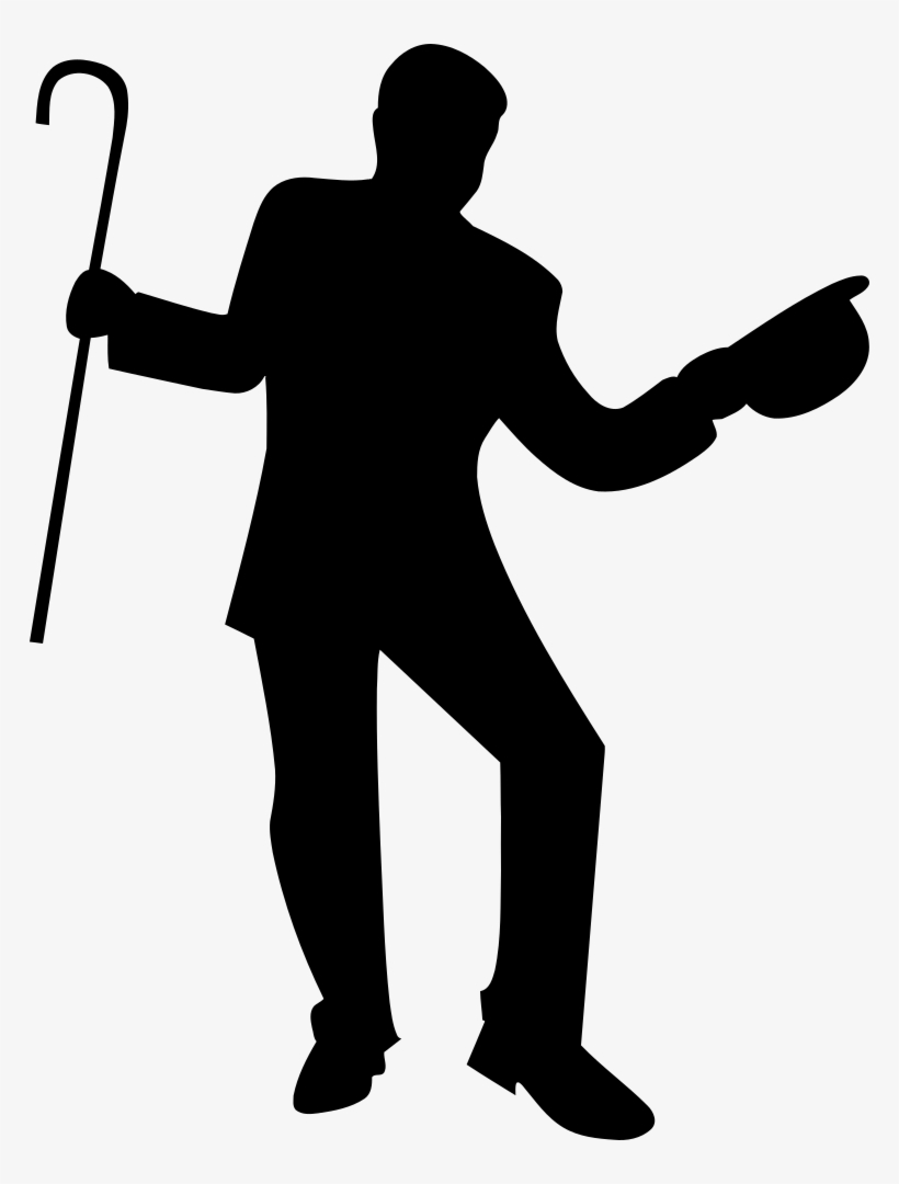 Dancer With Cane Silhouette - Dancer With Hat Silhouette, transparent png #4361805