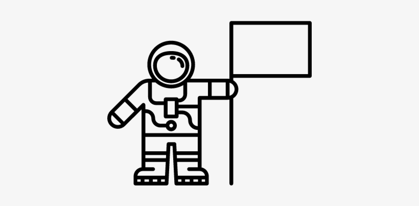 Astronaut And Flag Vector - Astronaut With Flag Png, transparent png #4363857