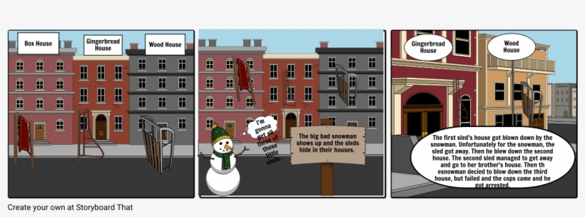 Three Little Sleds And Big Bad Snowman - Cartoon, transparent png #4363885